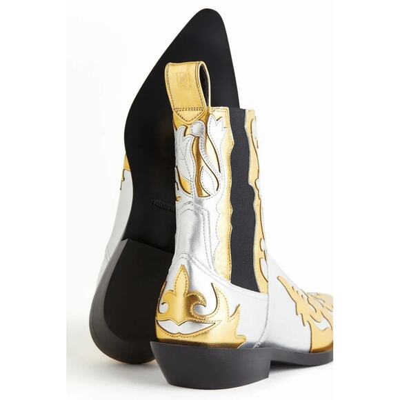 NWT H&M x Rabanne Shimmery Metallic Cowboy Boots | US Size 6 - Picture 4 of 4